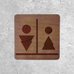 Plaque de porte en bois toilettes femme & homme originale
