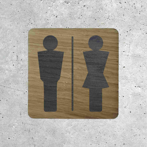 Plaque de porte en bois toilettes femme &amp; homme restaurant