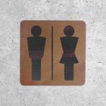 Plaque de porte en bois toilettes femme & homme restaurant
