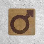 Plaque de porte en bois toilettes homme Picto