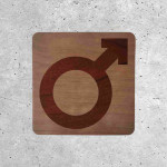 Plaque de porte en bois toilettes homme Picto