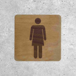 Plaque de porte en bois toilettes femme classique