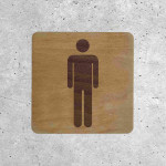 Plaque de porte en bois toilettes homme classique
