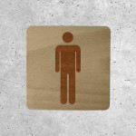Plaque de porte en bois toilettes homme classique