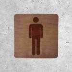 Plaque de porte en bois toilettes homme classique