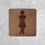 Plaque de porte en bois toilettes femme humoristique