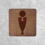 Plaque de porte en bois toilettes homme design