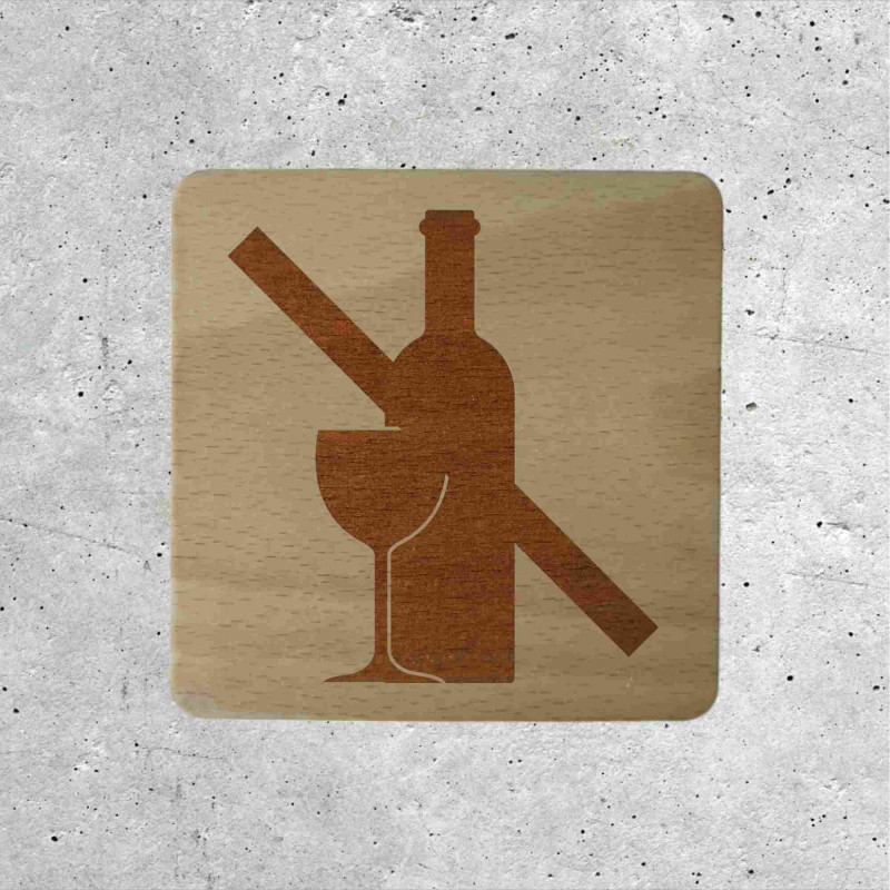 Plaque mural en bois alcool interdit