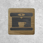 Panneau en Bois Machine à Café - Indicateur de Zone Café