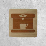 Panneau en Bois Machine à Café - Indicateur de Zone Café