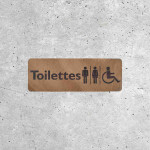Signalétique en Bois - Toilettes Mixtes et Accessibles