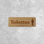 Plaque Toilettes Hommes en Bois - Style Épuré