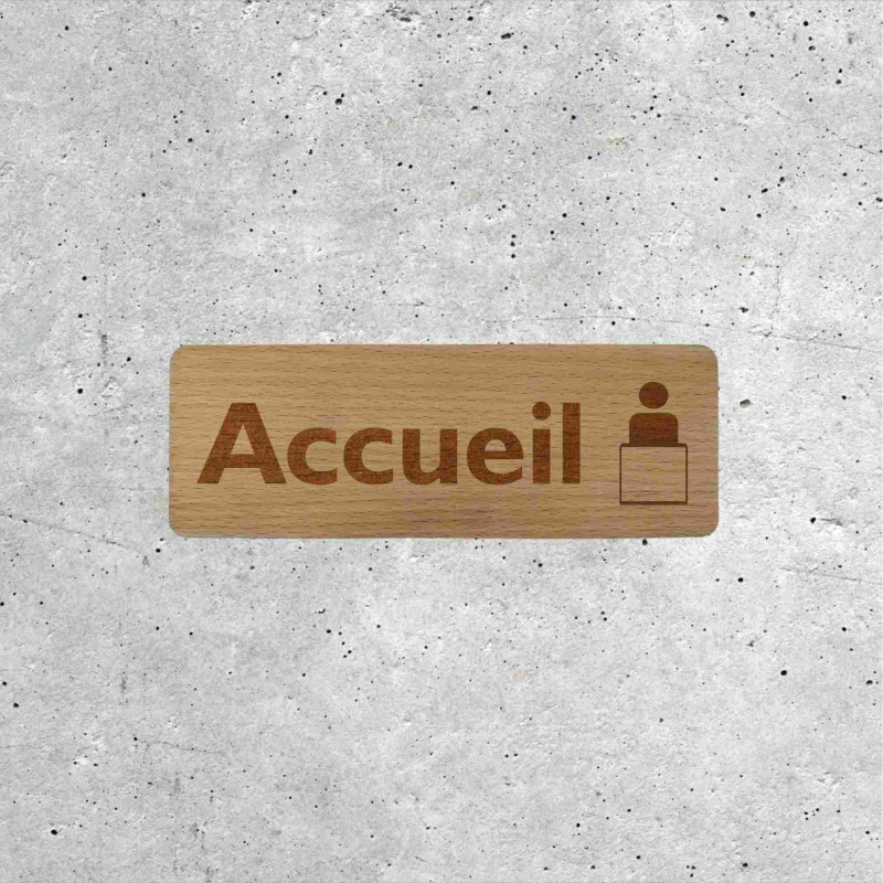 Welcome Wooden Sign with Reception Icon