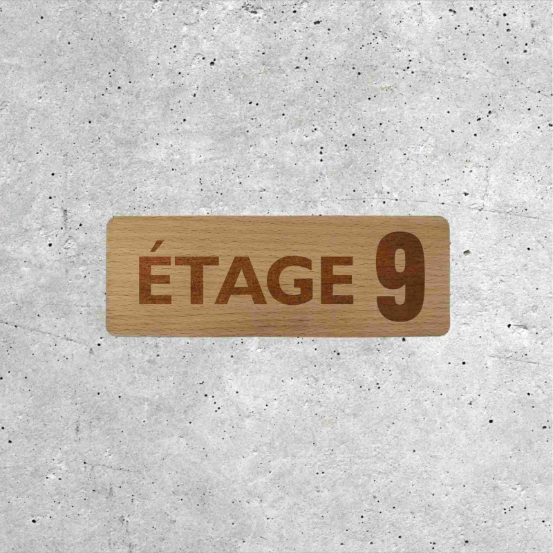 Panneau en Bois Étage 9 - Indicateur d'Étage