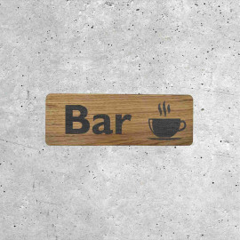 Panneau en Bois Bar - Signalétique avec Tasse de Café