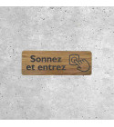 Signalétique Bois Accueil Sonnez et Entrez