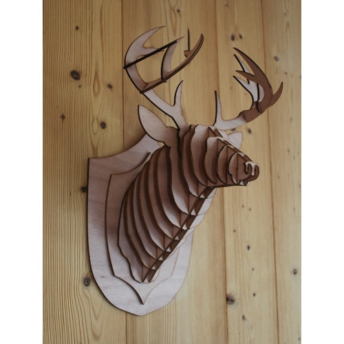 Deer head in wood 40cm