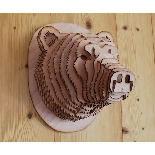 Tête d’ ours en bois 30cm